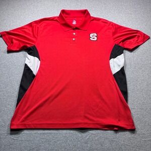 Mens XL Red NC State Wolfpack Polo Shirt Embroidered Logo Short Sleeve